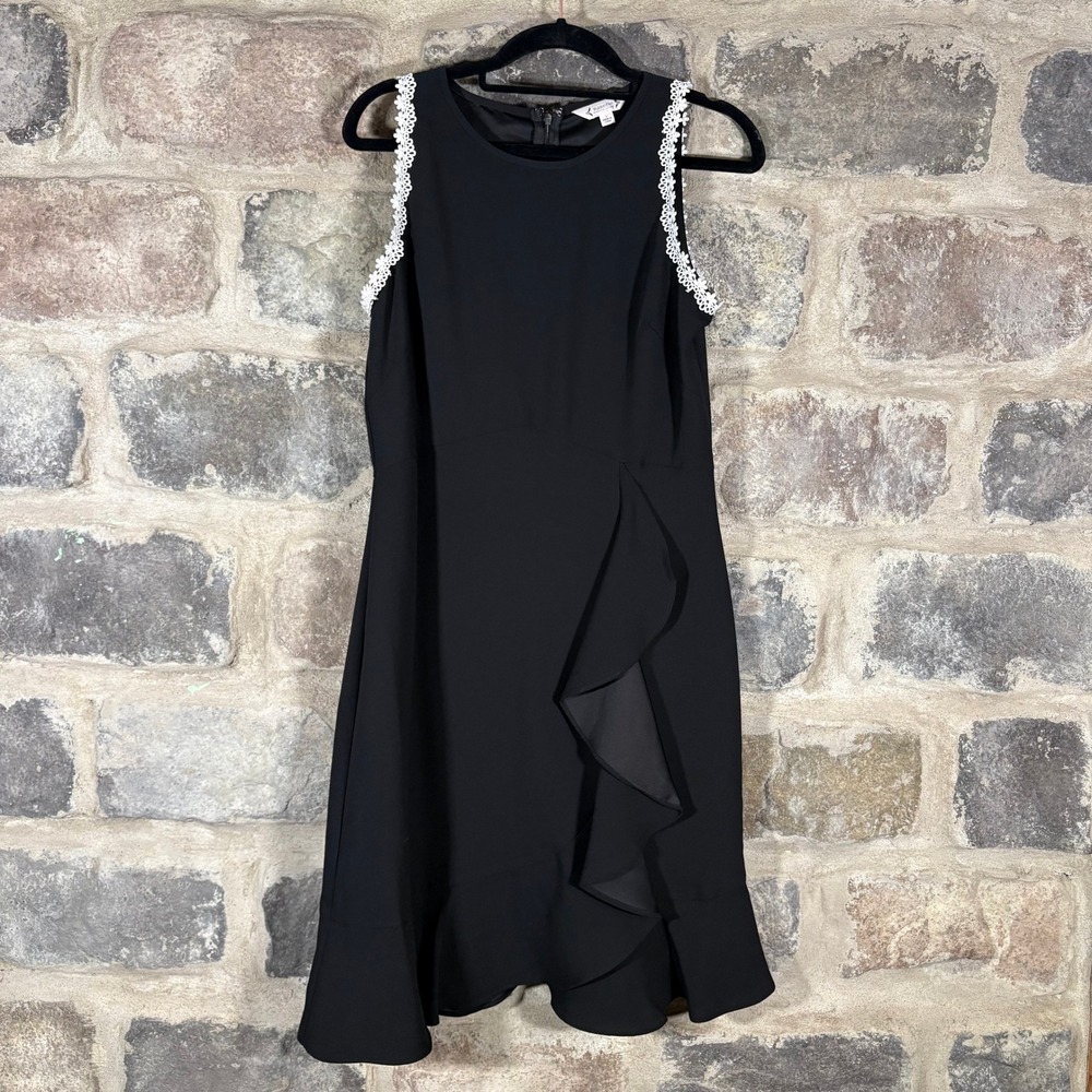 Nanette Lepore Black‎ Dress Size 4 Sleeveless Ruffle Trim Party Cocktail Formal